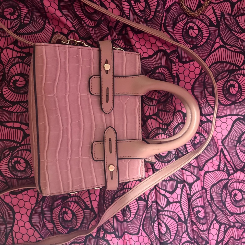 Elegant Pink Croc-Embossed Women's Handbag
